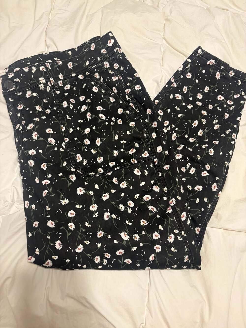 Lane Bryant Pants Size 22 Black White Daisy Floral Cotton Blend
